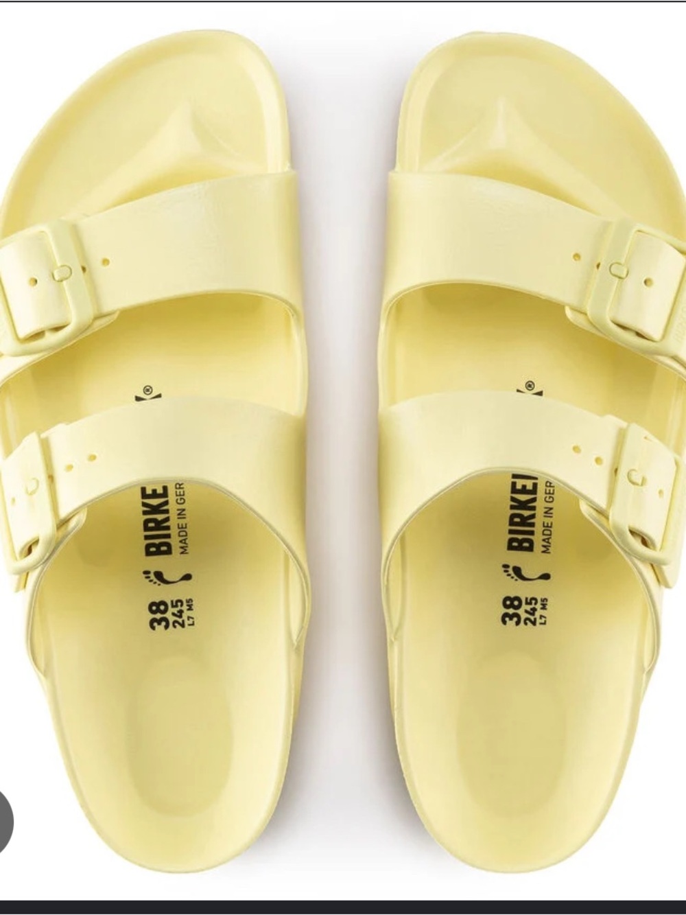 Birkenstock Arizona Eva  Two-Buckle Slide Sandals in butter yellow